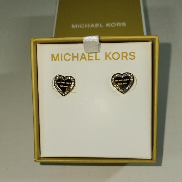 Michael Kors Black Heart Earrings with Crystals - Picture 5 of 9